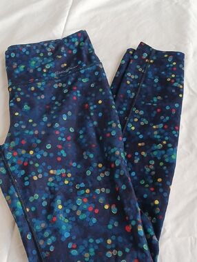 Eddie Bauer Navy Leggings with Multicolor Dot Print